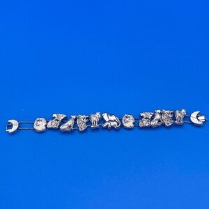 VTG silvertone safari animal charm bracelet 7.5”